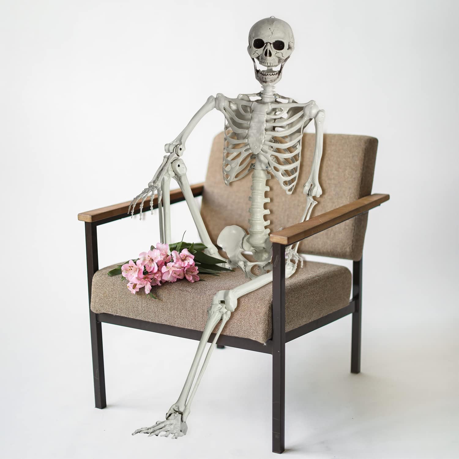 165 cm Halloween Taille réelle Squelette Corps Entier os avec articulations Amovibles Party Prop Horreur cimetière Maison hantée pelouse Cour décoration (165cm Updated)