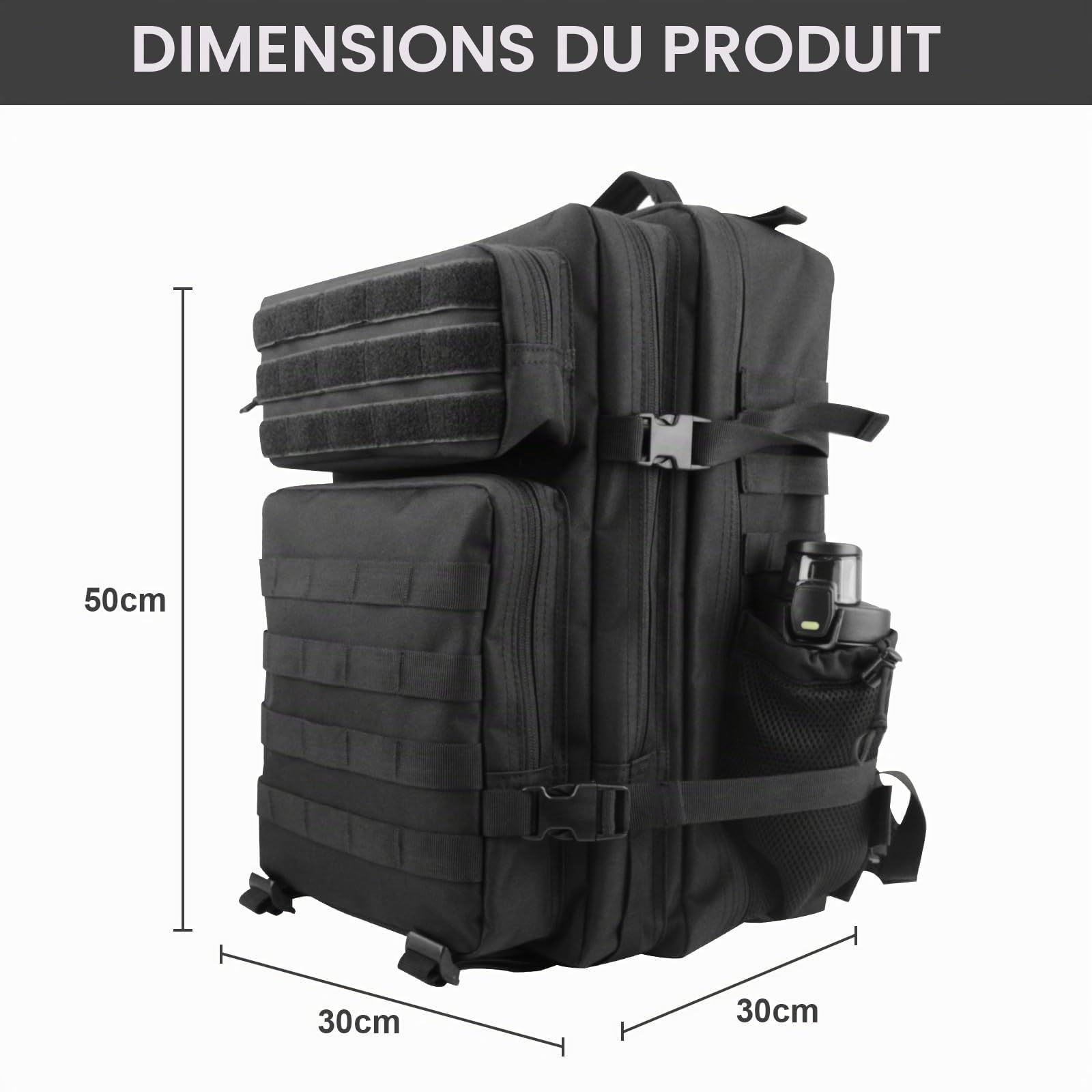 GKXLH Sac a dos Tactique - Petit sac à dos militaire pour hommes femmes, Sac à dos Tactique en tissu Oxford 900D, Petit sac tactique avec porte-bouteille pour la gym, la pêche, le transport quotidien