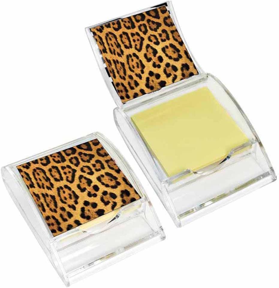 Leopard Print Sticky Note Holder - Wildlife Animal Theme Design - Stationery Gift - Office Business School Supplies