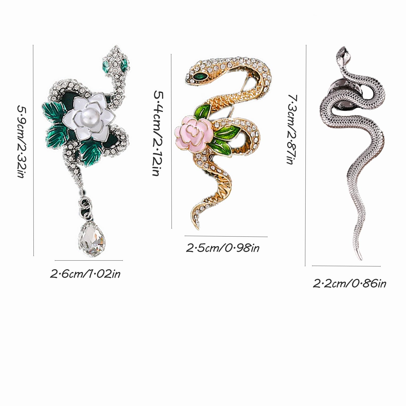 Broche de Serpiente, Broche de Serpiente de Metal, Alfiler Serpiente Broches, Adecuado para Blazers, Camisas, Sombreros, Alfileres de Mochila, Broches de Boda (Plateados)