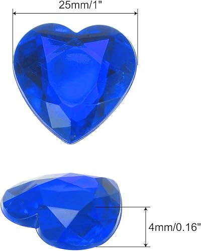 Miniatura 2 de MECCANIXITY 20 calcomanías de joyería de plástico con parte trasera plana de diamantes de imitación de corazón acrílico de 0.98 pulgadas para