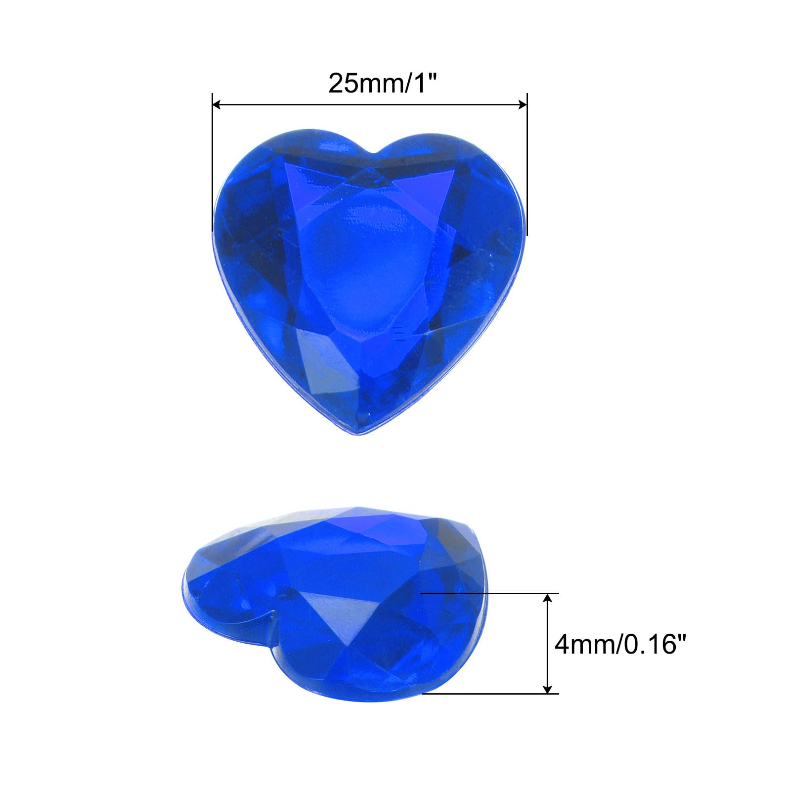 Sourcing Map 20 Pcs Acrylique Cœur Strass 25mm Plat Dos Plastique Pierres Précieuses Bijoux Autocollants Pour Saint Valentin Fêtes, Bijoux