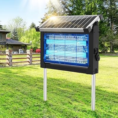 Solar Bug Zapper Outdoor Waterproof, 4500V High Power Cordless Mosquito Zapper with Smart Light Sensor, Dual Solar & USB Rechargeable Insect Killer for Patio, Garden, Backyard, Indoor & Outdoor Use