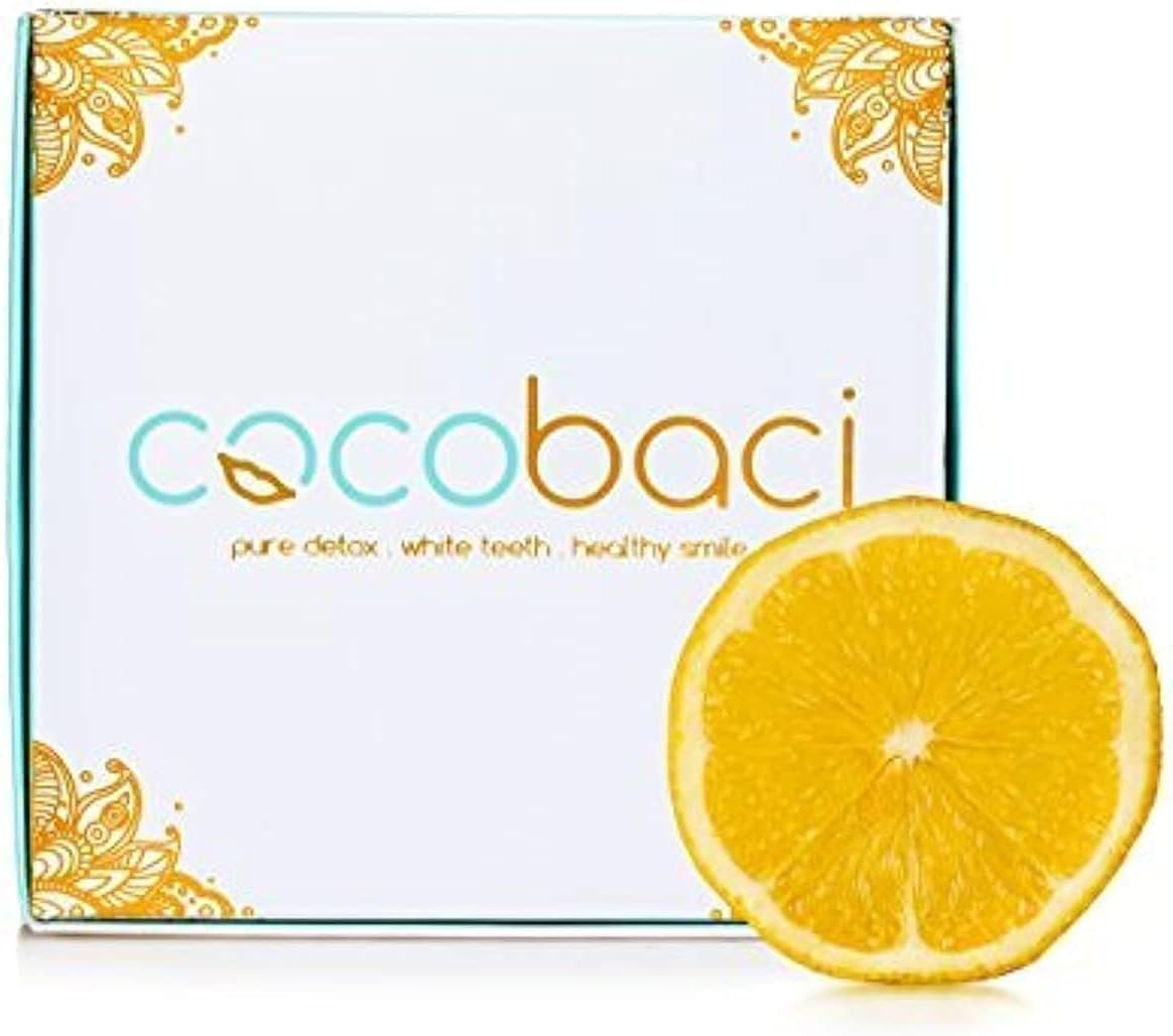 Cocobaci Ayurvedic coconut oil pulling 15 packets - Lemon Sparkle flavor - Natural detox organic - Healthy gums mouthwash essential oils - Natural teeth whitening - Detoxifies body / kills bacteria