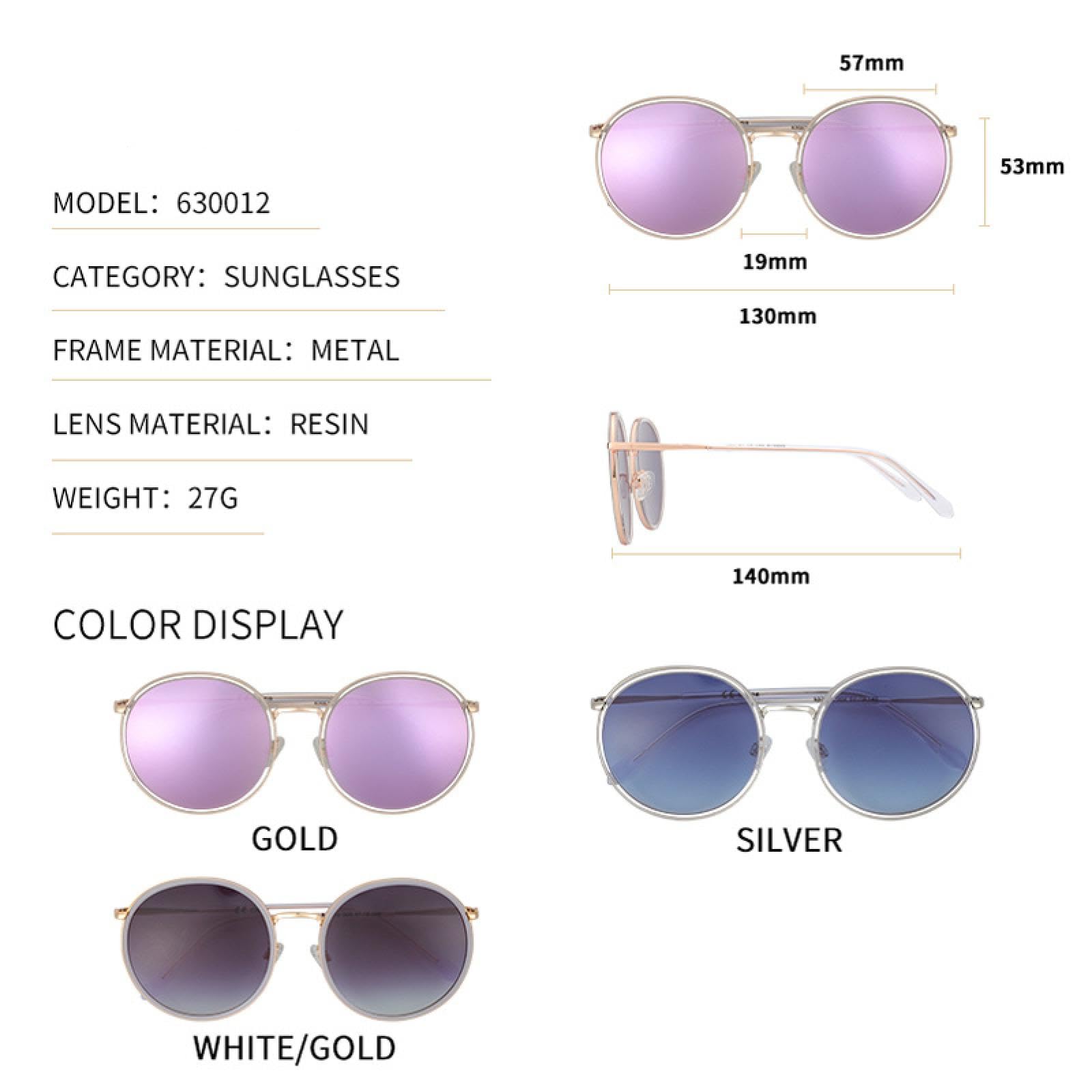 Occhiali da sole rotondi in acetato da donna, con rivestimento UV400