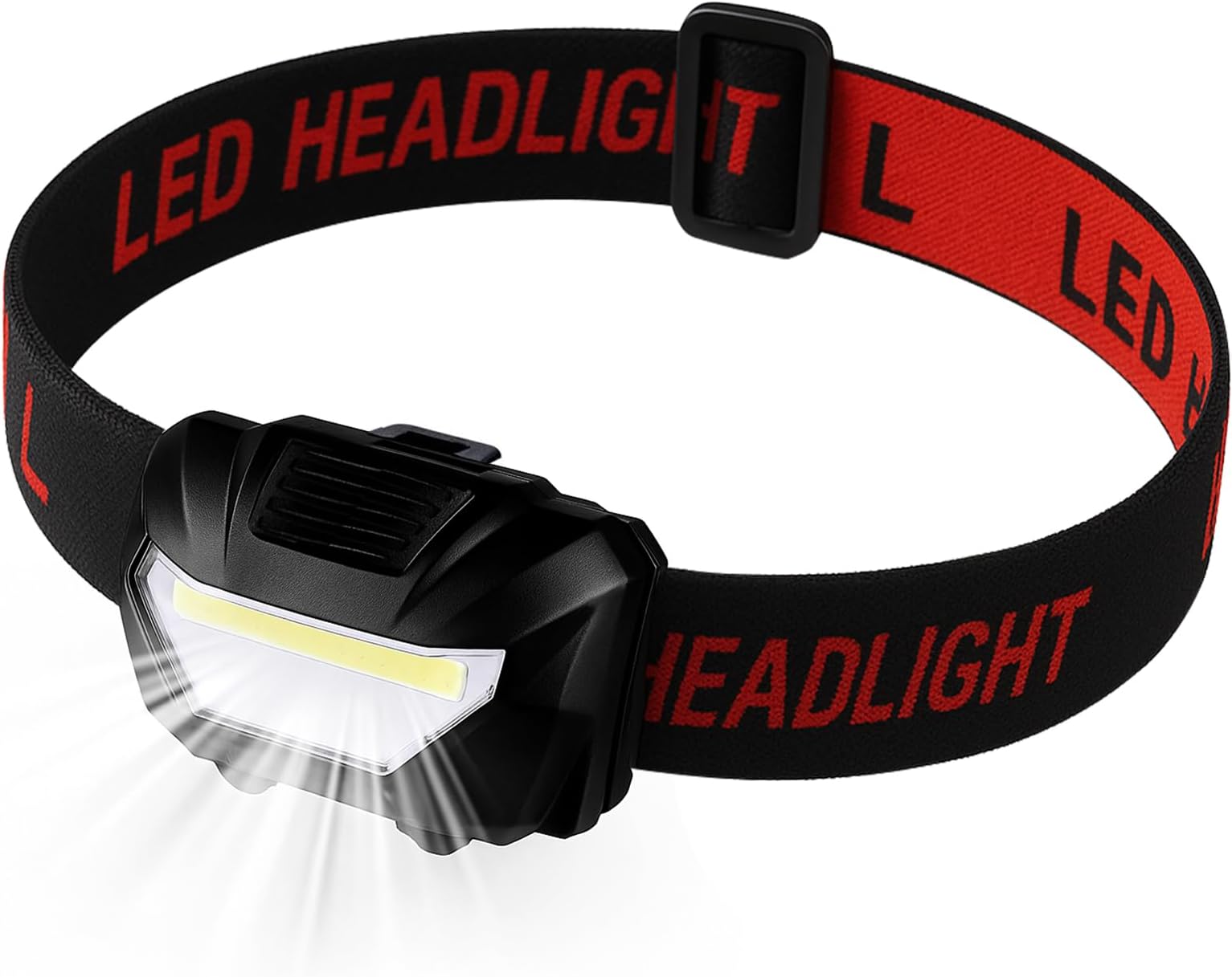 Head Torch, Xndryan Ultra Bright COB LED Head Torch Battery Operated Lightweight Headlamp, 3 Lighting Modes, Adjustable Strap, Waterproof Headlight for Camping, Hiking, Cycling, Running, Reading