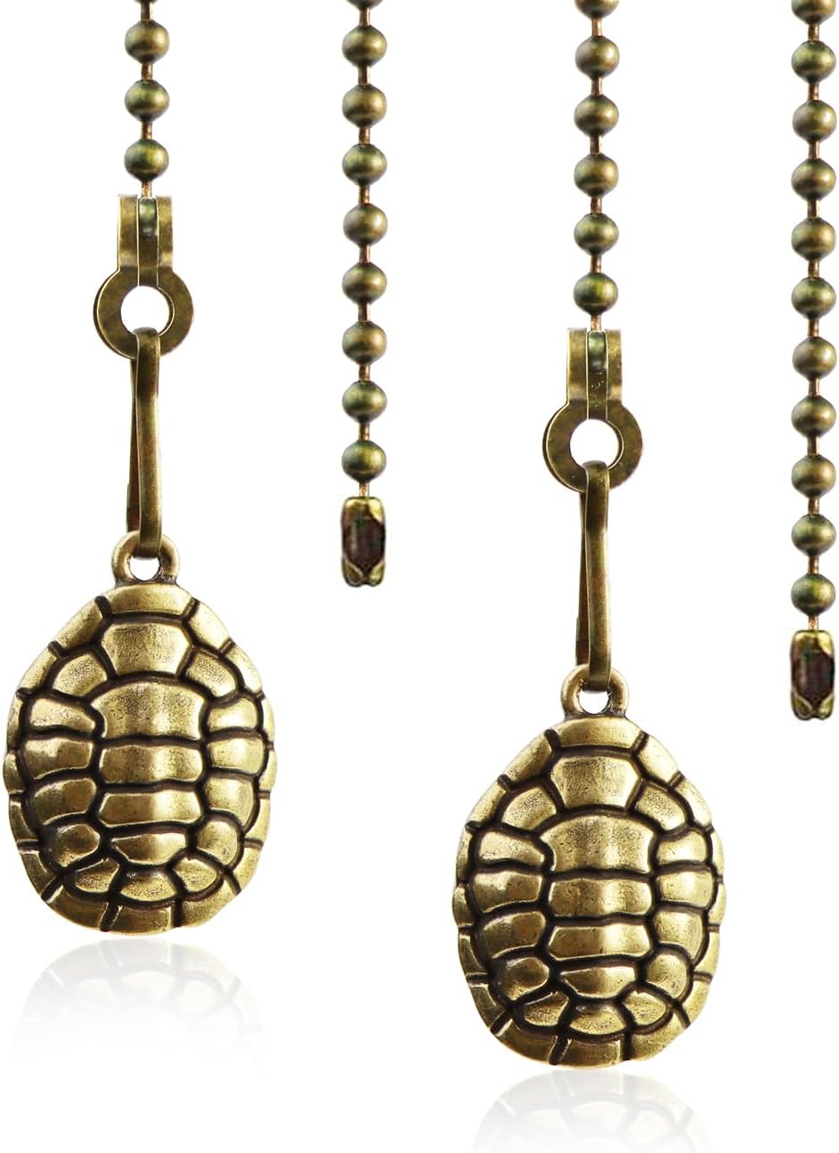 2Pcs Turtle Ceiling Fan Pull Chain Extension, 12-Inch Fan Pull Chains with Connector for Ceiling Fans and Lights (Bronze)