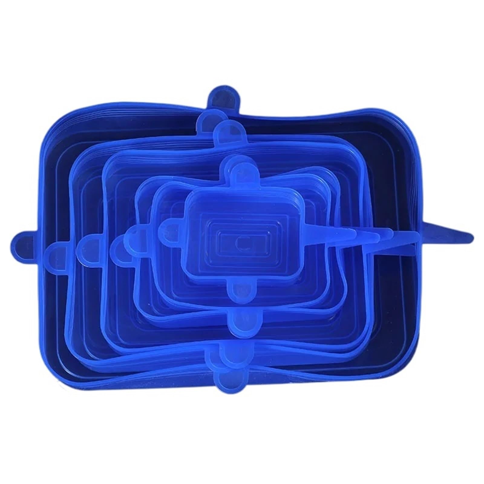 3Sets Reusable Food Packaging Sealed Lid Keeps Fresh Elastic Bowl Square Silicone Stretch Kitchen Tool Accessories for Bowls Jars(Blue)