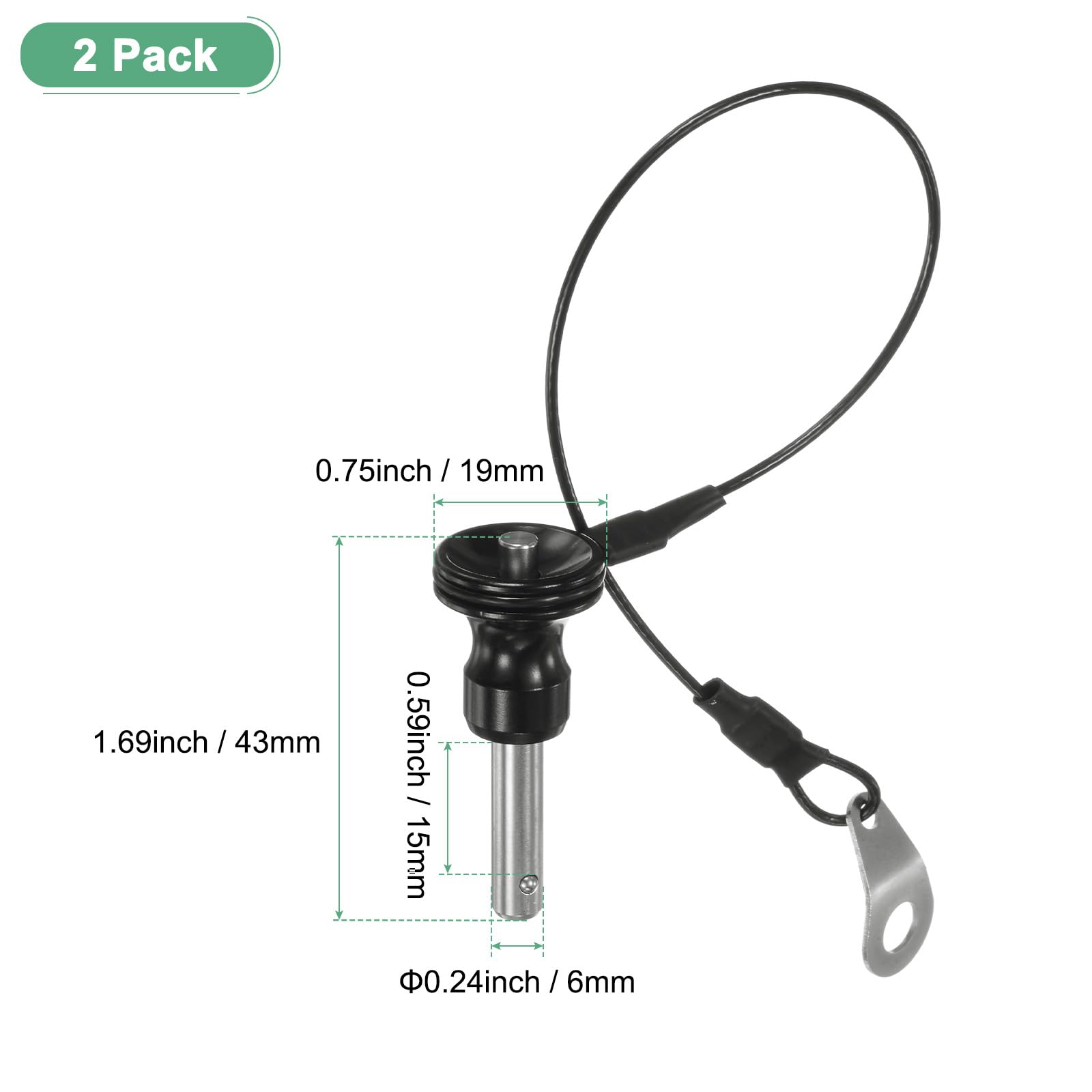 M METERXITY 2Pcs Ball Locking Pins 6mm Dia 15mm Usage Length Push-Button Quick Release Pin - Image 3