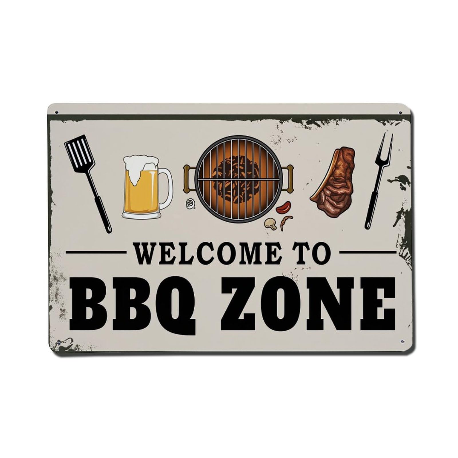 Enderetf Vintage Barbecue Grill Beer Meat Tools Tin Sign Metal Poster, Home Bar Garage Man Cave Cafe Indoor & Outdoor Wall Decoration 8X12inches