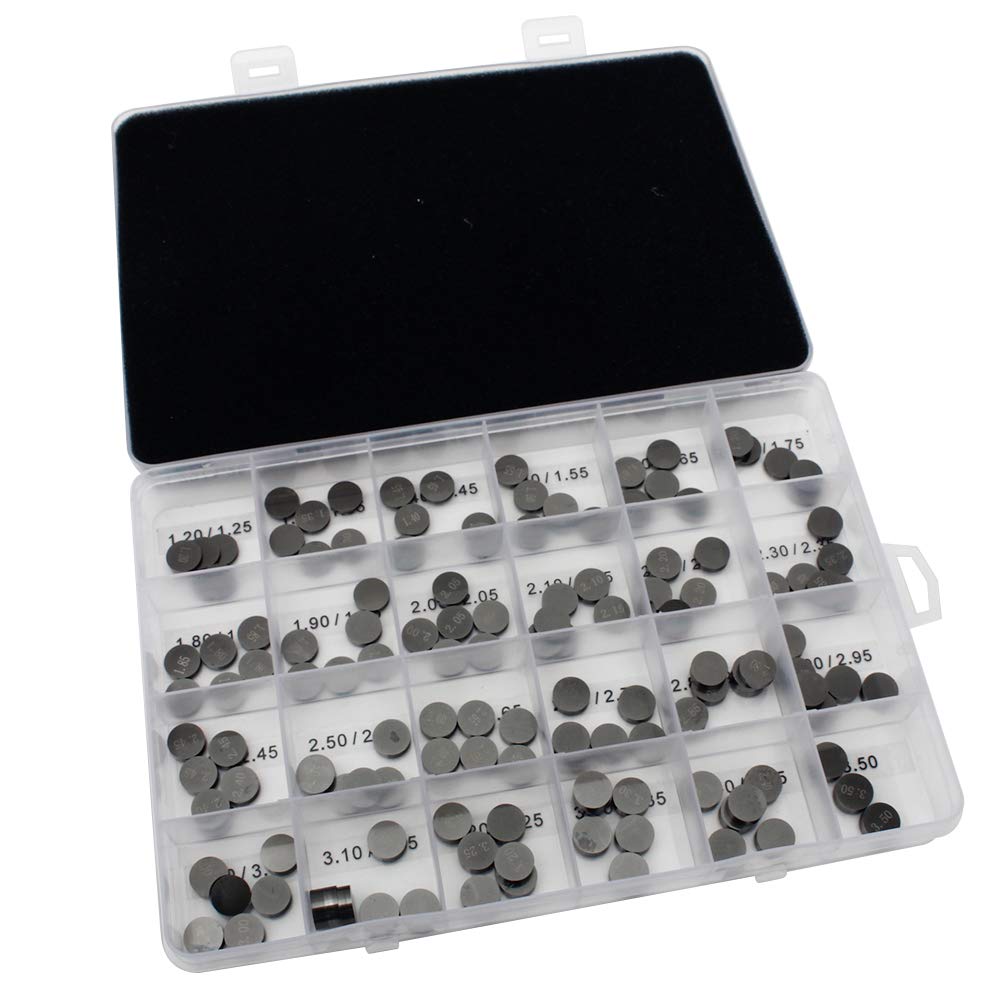 TARAZON 141pcs 9,48mm Valve Shim Ventileinstellplättchen 1.20MM-3.50MM für Suzuki Hayabusa GSX1300R GSX600F TL 1000 R S DL 1000 V-Strom DR-Z 400 E S SM RMX450Z RMZ450 King Quad 700 LT-R 450 Z400