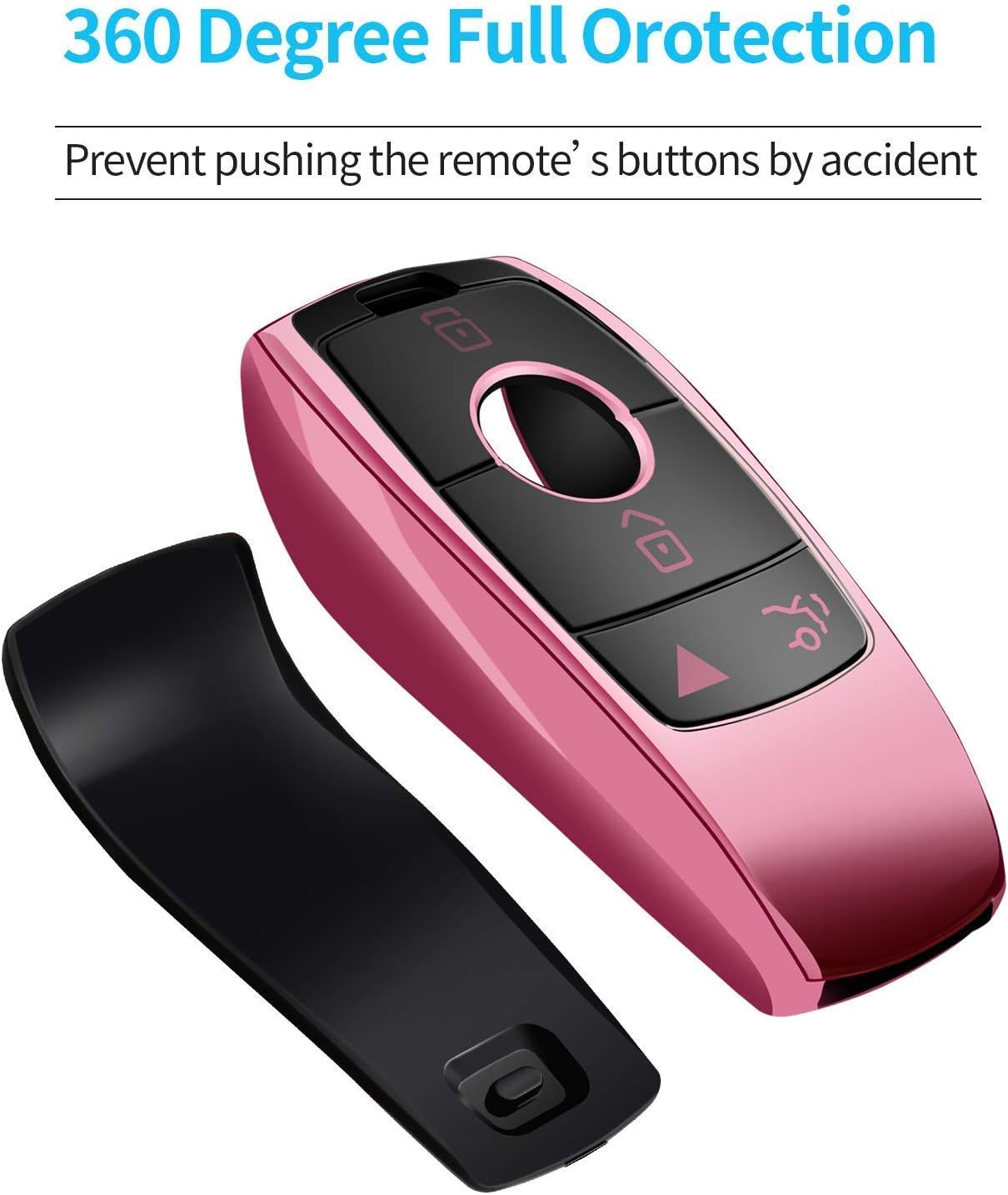Tukellen for Mercedes Benz Key fob Cover with Keychain,Special Soft TPU Key Case Protector Compatible with 2017-2021 Mercedes Benz E-Class, 2018-2021 Mercedes Benz S-Class W213-Pink