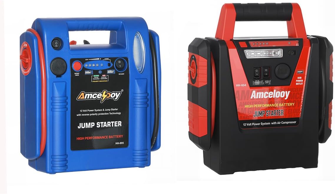 Car Battery Jump Starter, 12V Booster for Up to 8.0L Gas & 8.0L Diesel Engines+Car Battery Jump Starter 260PSI Tire Inflator