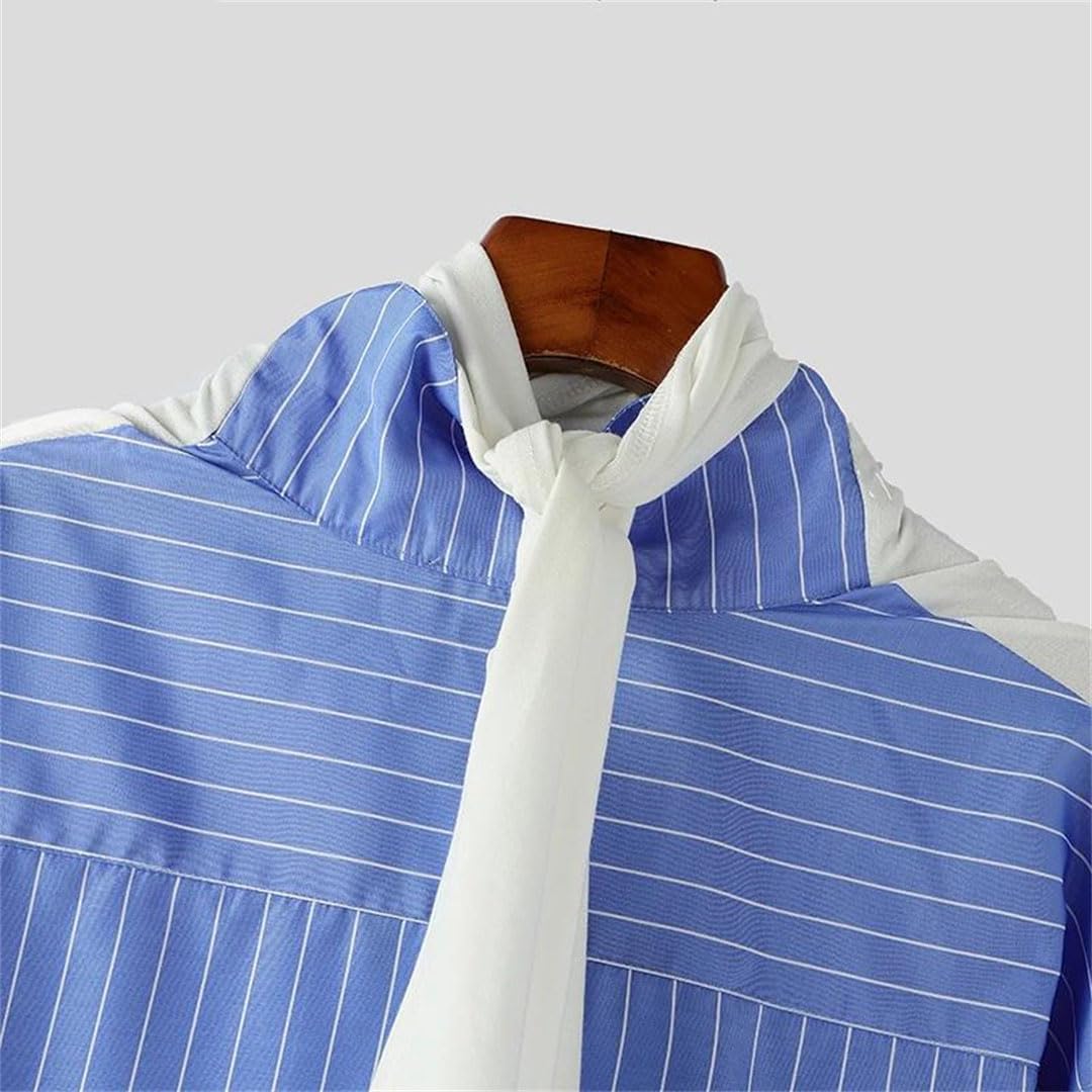 Men Spring Autumn Patchwork Long Sleeve Shirt Loose Casual Top