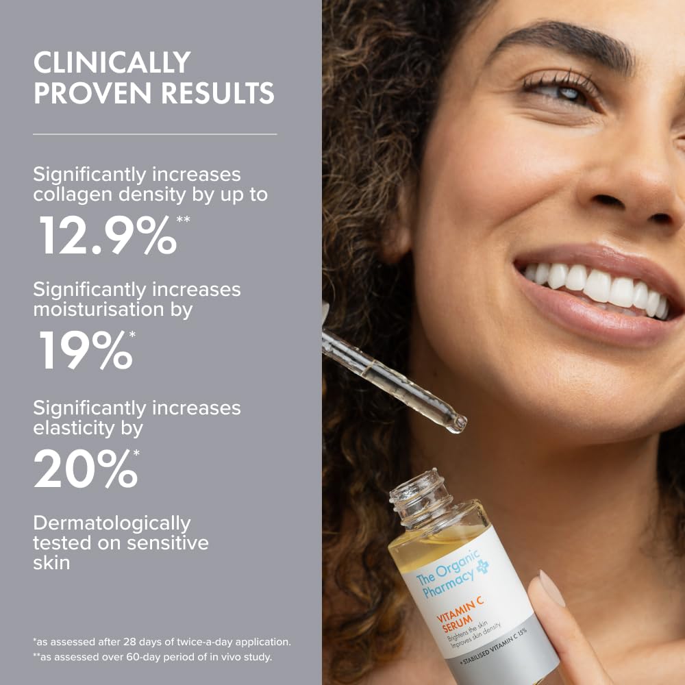 The Organic Pharmacy Vitamin C Serum 30ml, 15% Stabilised Vitamin C, Brightens and Moisturises skin, Anti-aging - Image 3