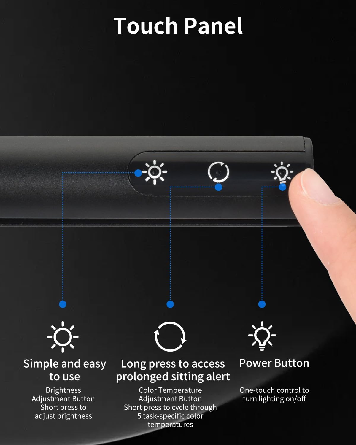 ELUTENG Screen Clip Light with Double-Sided Adhesive Pad 50CM Design Asymmetric Light Source Touch Control Dimmable Color Sedentary Reminder Eye-Caring Desk Lamp for Home Office Study