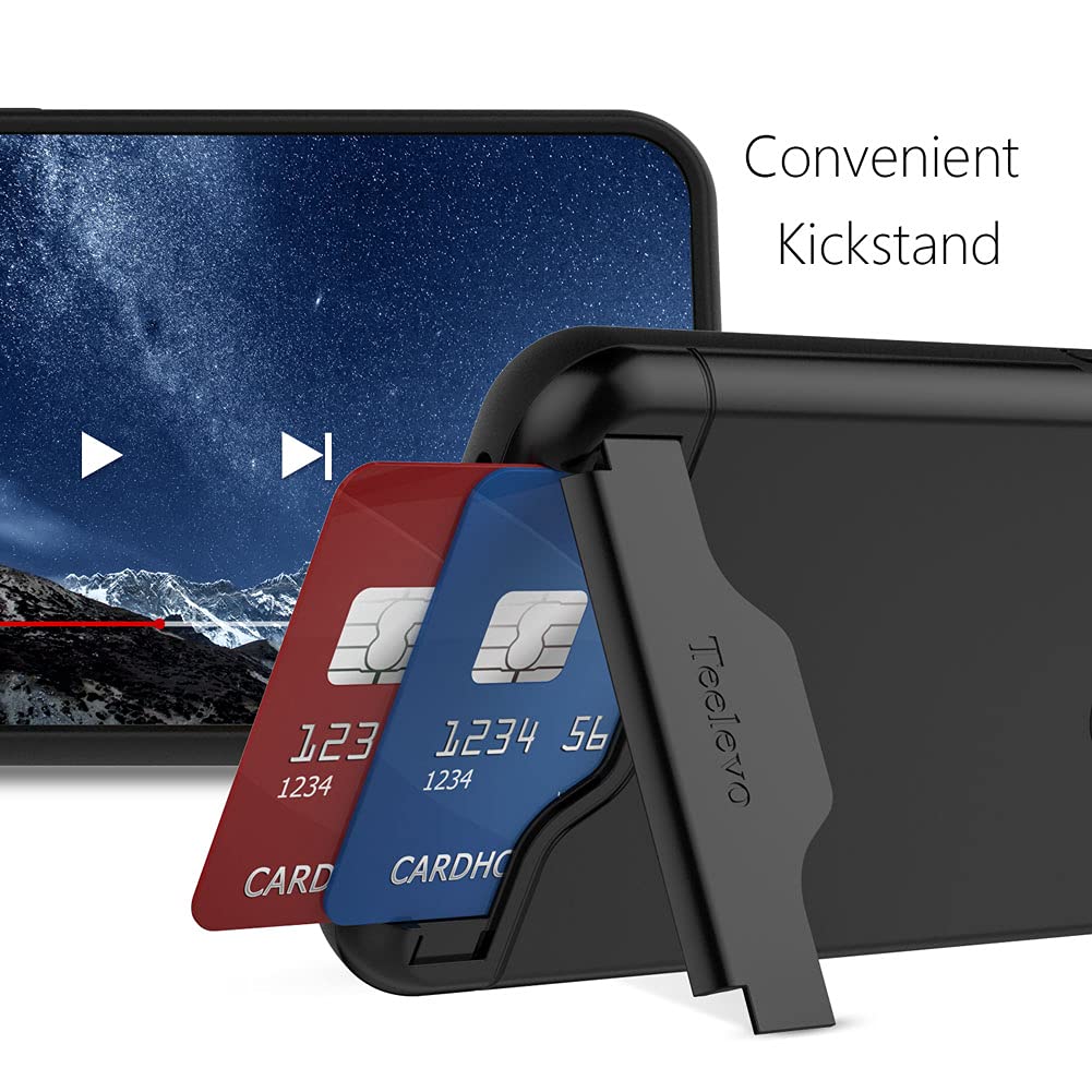 Teelevo Wallet Case for Google Pixel 5a 5G, Dual Layer Case with Card Slot Holder and Kickstand for Google Pixel 5a 5G - Black