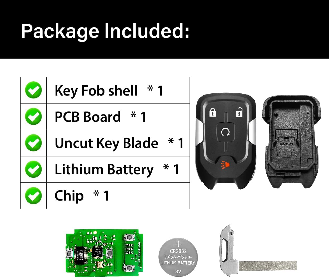 Replacement for 2019 2020 2021 2022 GMC Acadia Terrain Key Fob Remote Control HYQ1EA 4 Buttons 315MHz - Image 6