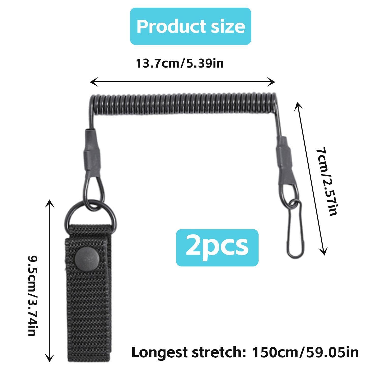 2 Pieces Of Tactical Lanyards, Elastic Lanyards, Tactical Accessories, Outdoor Gear Accessories, Suitable For Hiking, Mountain Climbing, Camping, Fishing (Black) - Image 2