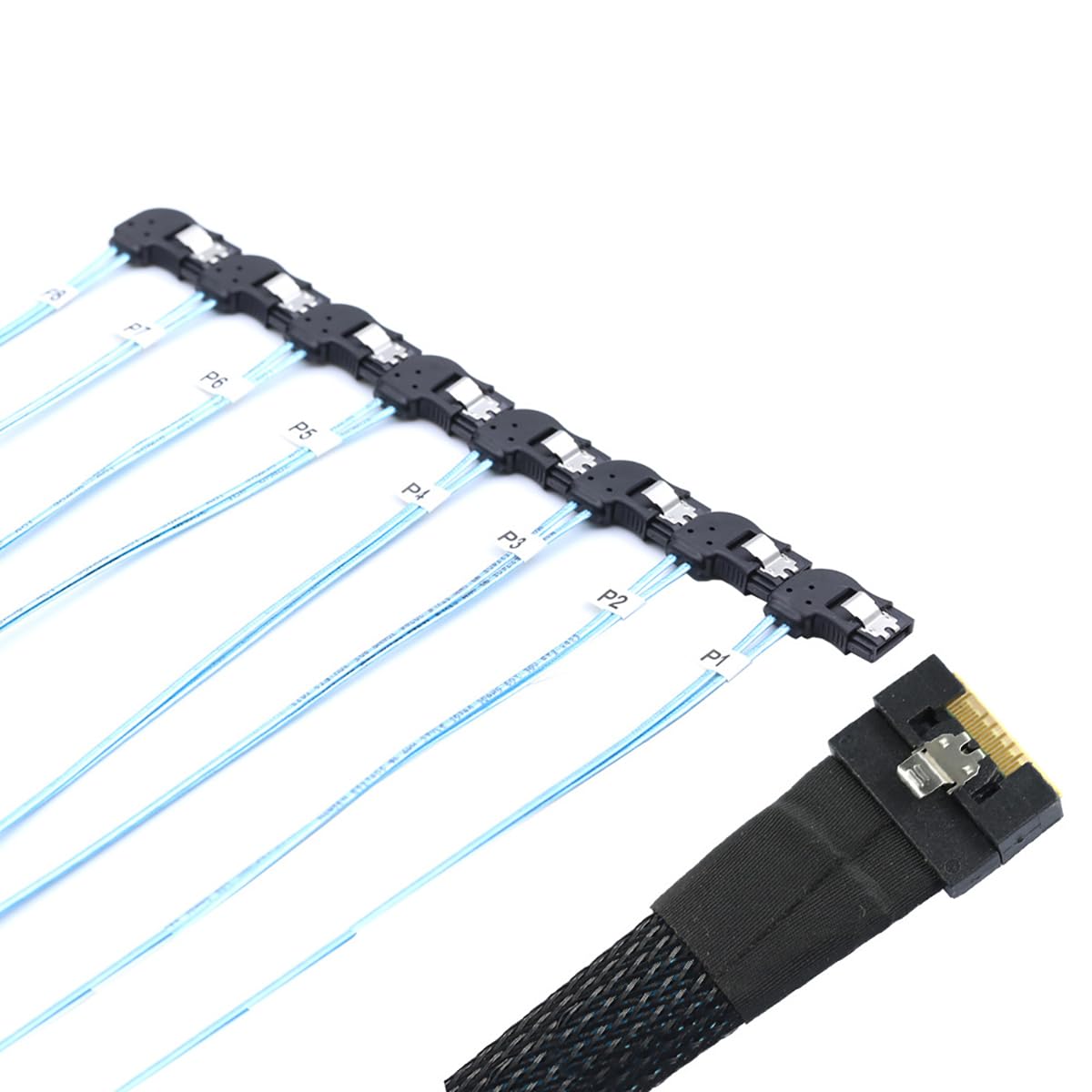 Slimline 4.0 SFF-8654 8i do 8X kabel kątowy SATA, pełna osłona, konstrukcja zapobiegająca błędom, szybki kabel do transmisji danych do serwera 24 Gb/s, kompatybilny z kontrolerem RAID, stacja