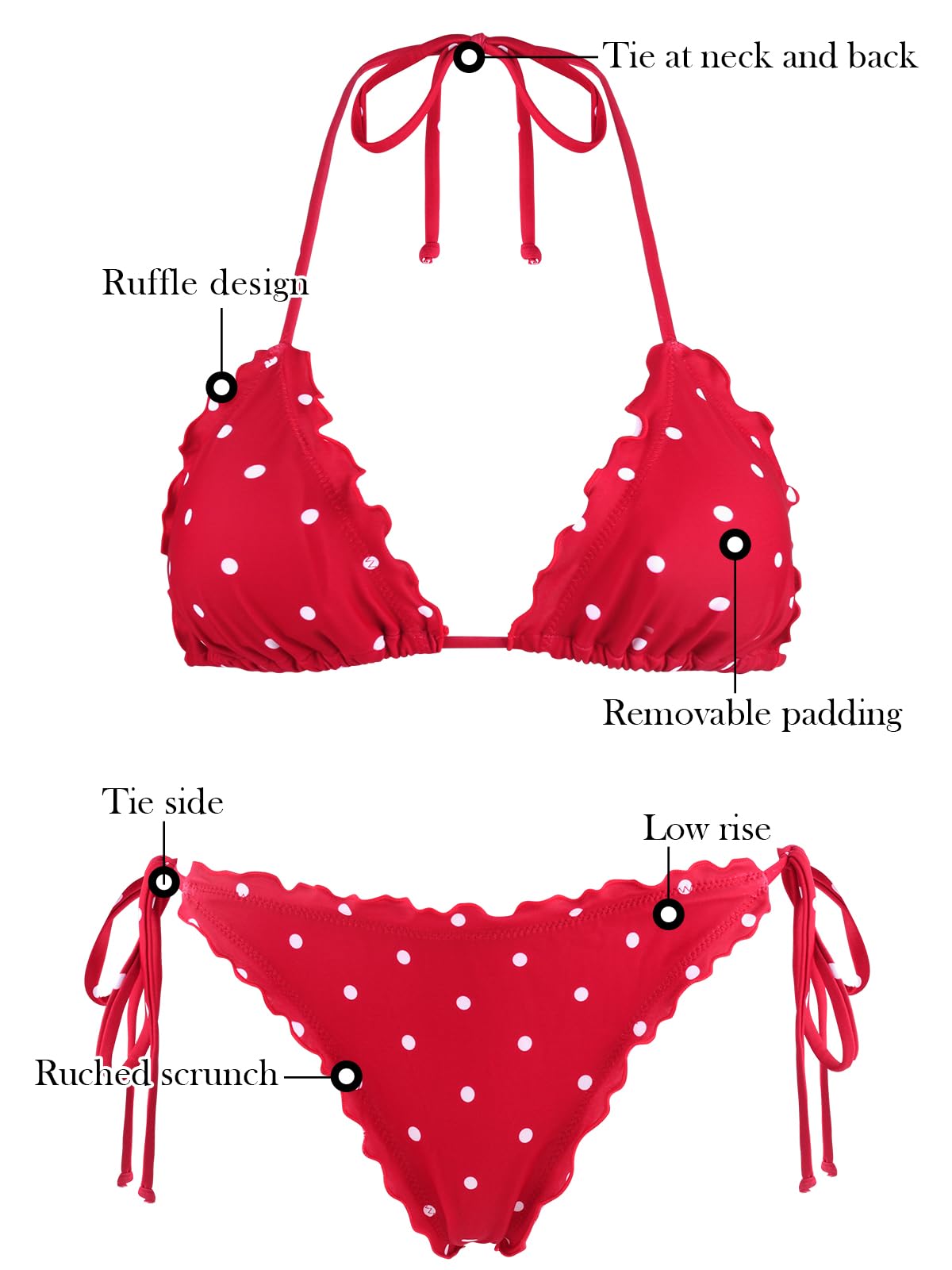 RELLECIGA Set bikini imbottito da donna (confezione da 2)