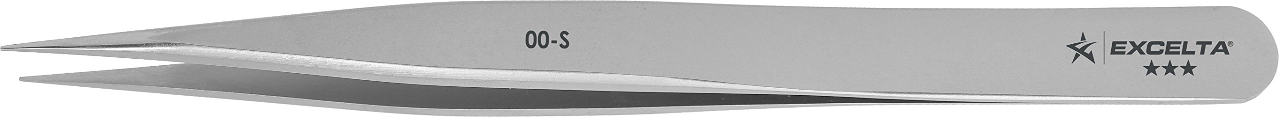 Excelta - 00-S - Pinzette a punta media forte - dritta - tre stelle - SS, altezza 0,09" 0,354999999999998" larghezza, lunghezza 4,5 cm