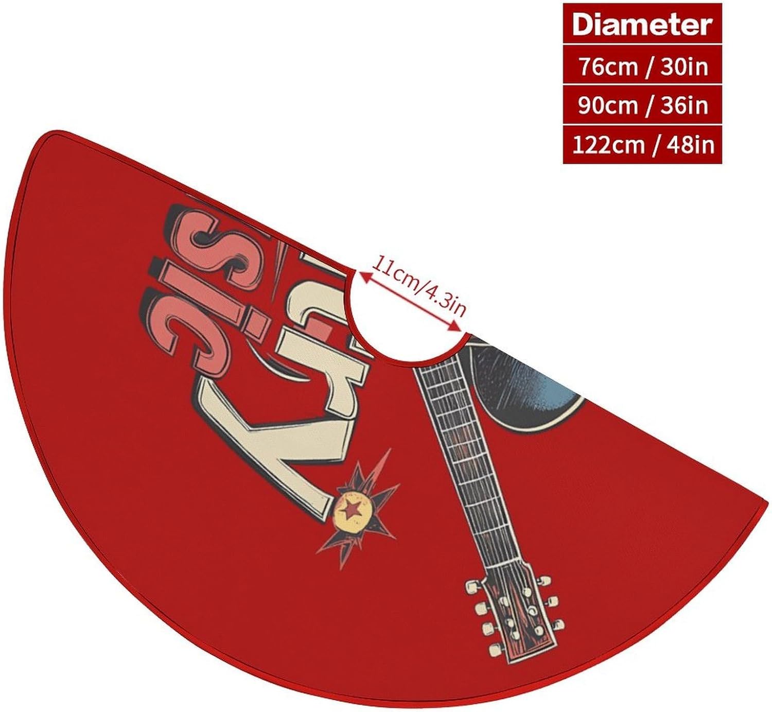 Country Muisic Electric Guitar Christmas Tree Skirt Ornaments Christmas Tree Mat for Home Party Holiday Decorations