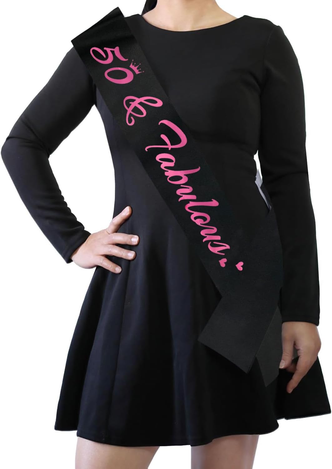 50 Fabulous Birthday Sash, 50th Bday Sash for Women Funny 50th Birthday Party Decorations Suppiles Gift Ideas, Black+ Pink(50 Fabulous)