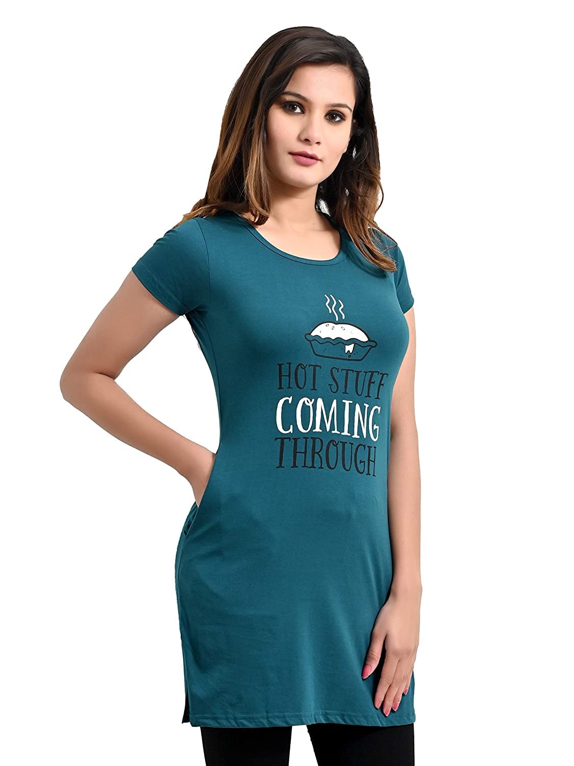 plush push the fashion Women's Cotton Regular Fit Printed Long Round Neck T-Shirt/Tshirts/Tops/Top/T-Shirts (PT-001)-picture-34