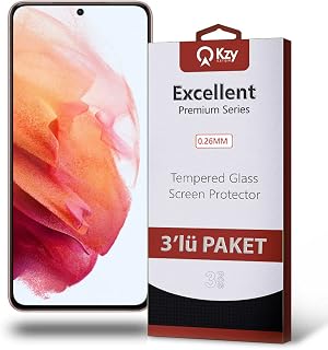 KZY İLETİŞİM Samsung Galaxy S21 ile uyumlu Temperli Ekran Koruyucu Kırılmaz Cam Ekonomik 3'lü Paket