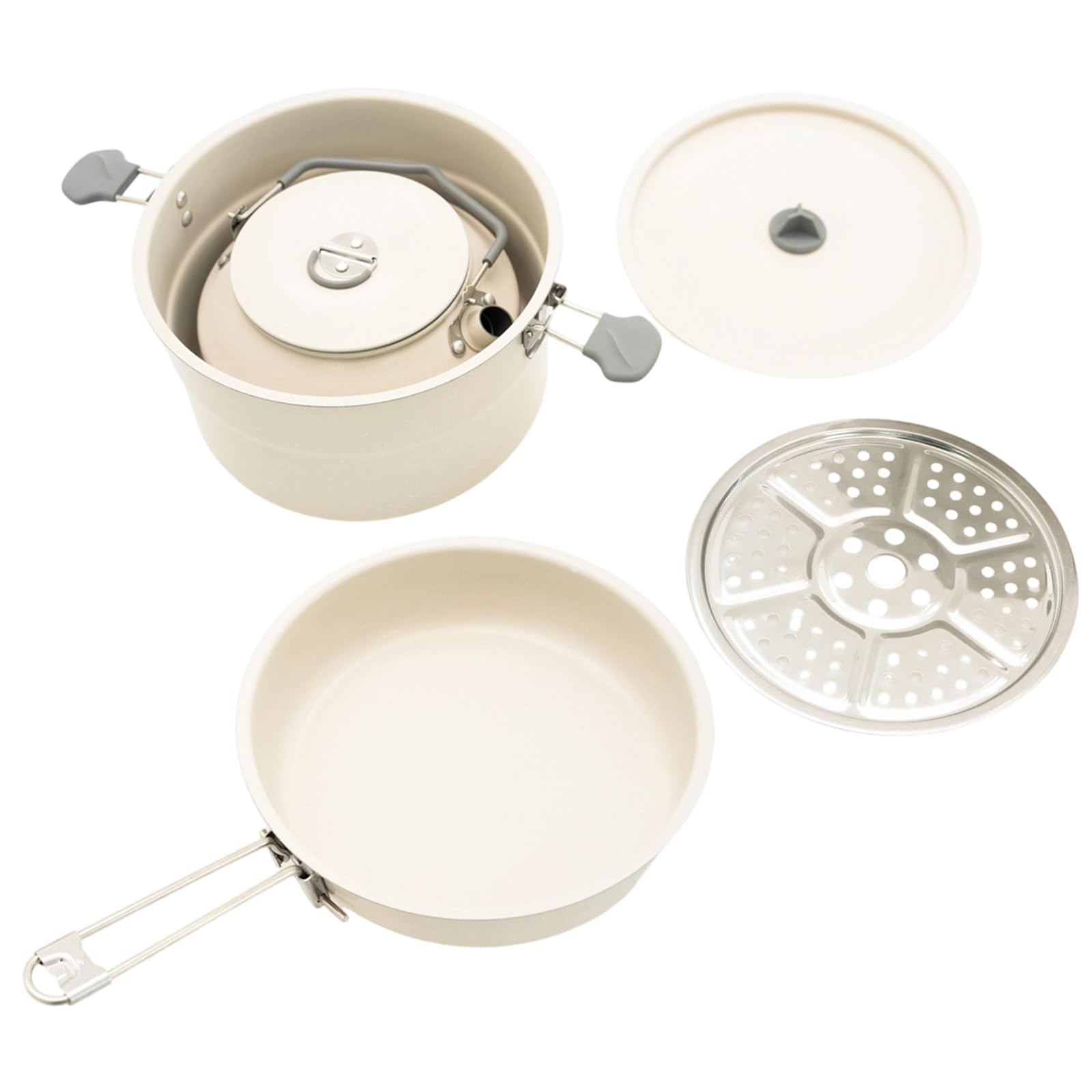Ollas de camping al aire libre con mango plegable, vajilla de cocina de aluminio para senderismo, picnic, pesca, montañismo, vajilla de cocina al aire libre para senderismo