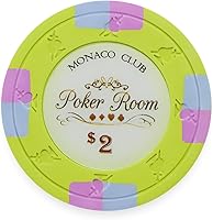 Vista 10 de Claysmith Gaming Paquete de 50 fichas de póquer Monaco Club, compuesto de arcilla pesada de 0.48 oz