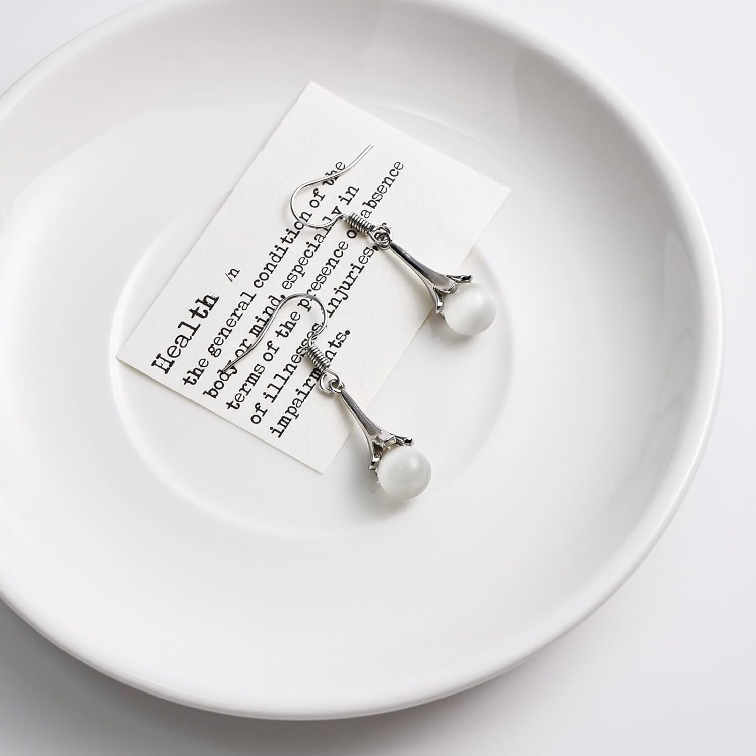 Opal Earrings for Women Silver Dangle Drop Earrings with White Opal Stone Hypoallergenic Elegant Everyday Jewelry - Image 4