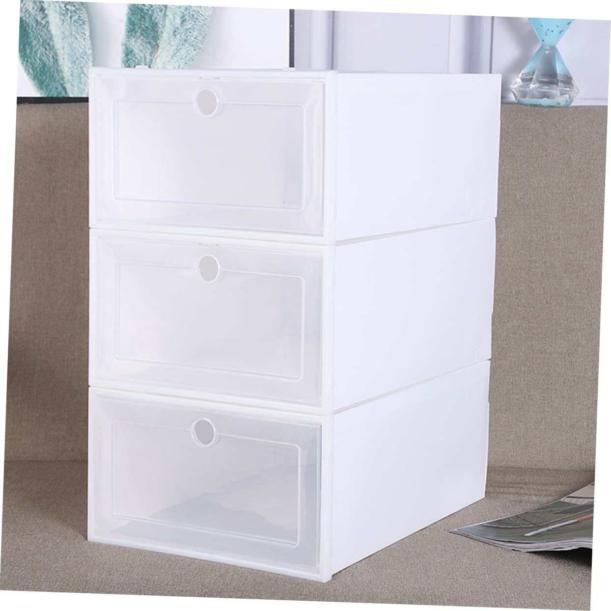 Ipetboom Boîte à Chaussures Empilable en Plastique, Modèle Tiroir, Lot de 6