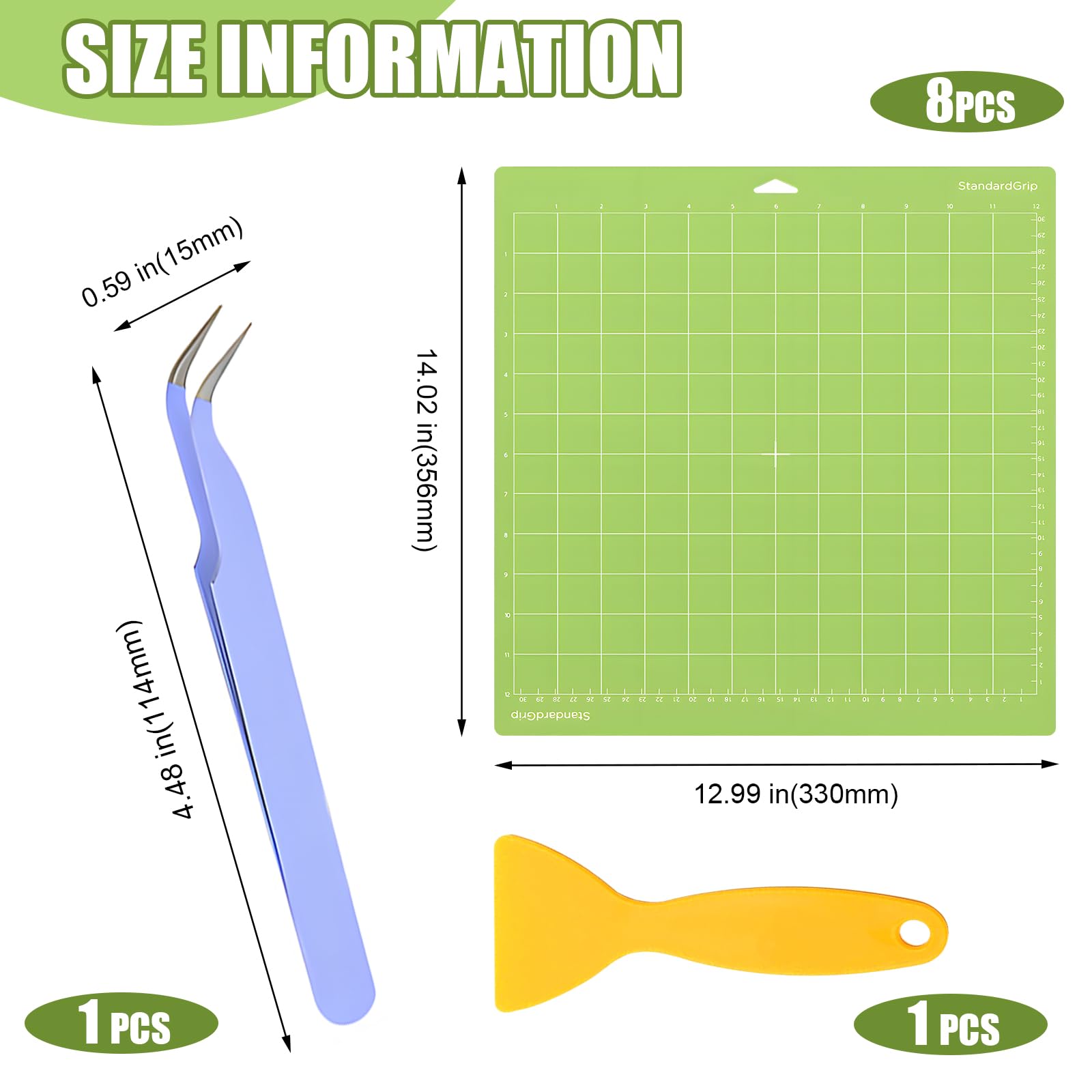8Pcs Cutting Mat for Cricut 12”X12” Standardgrip Green Cutting Mat - Image 2