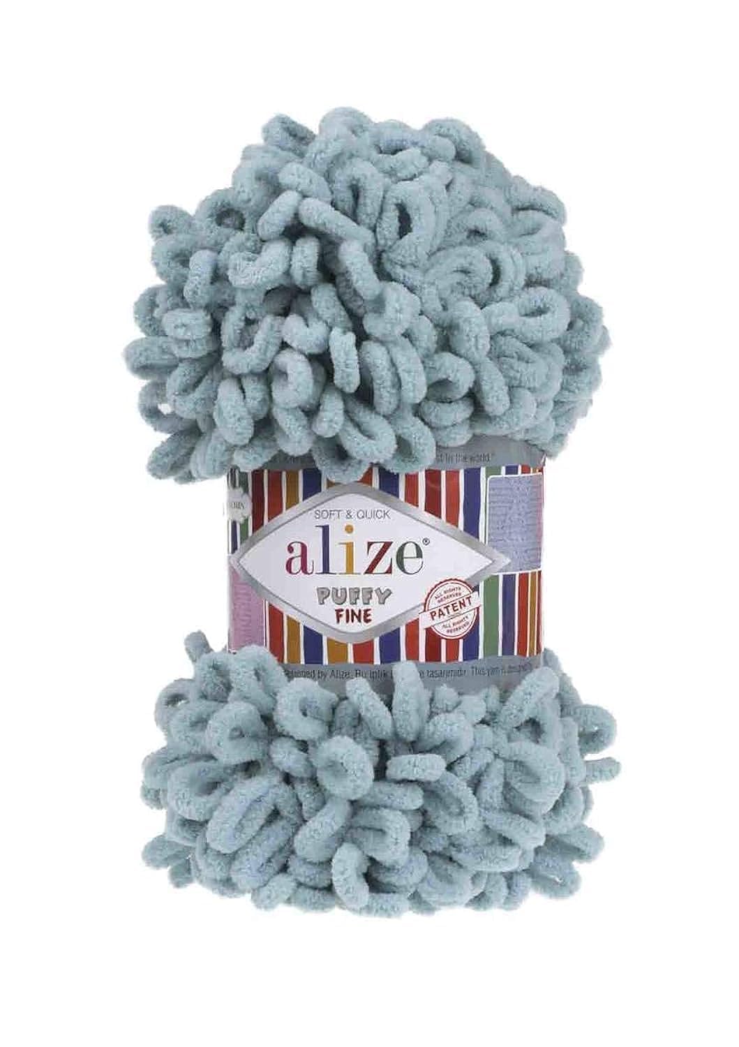 Alize Puffy Fine Hand Knitting Yarn 1PC (Azure No. 414)