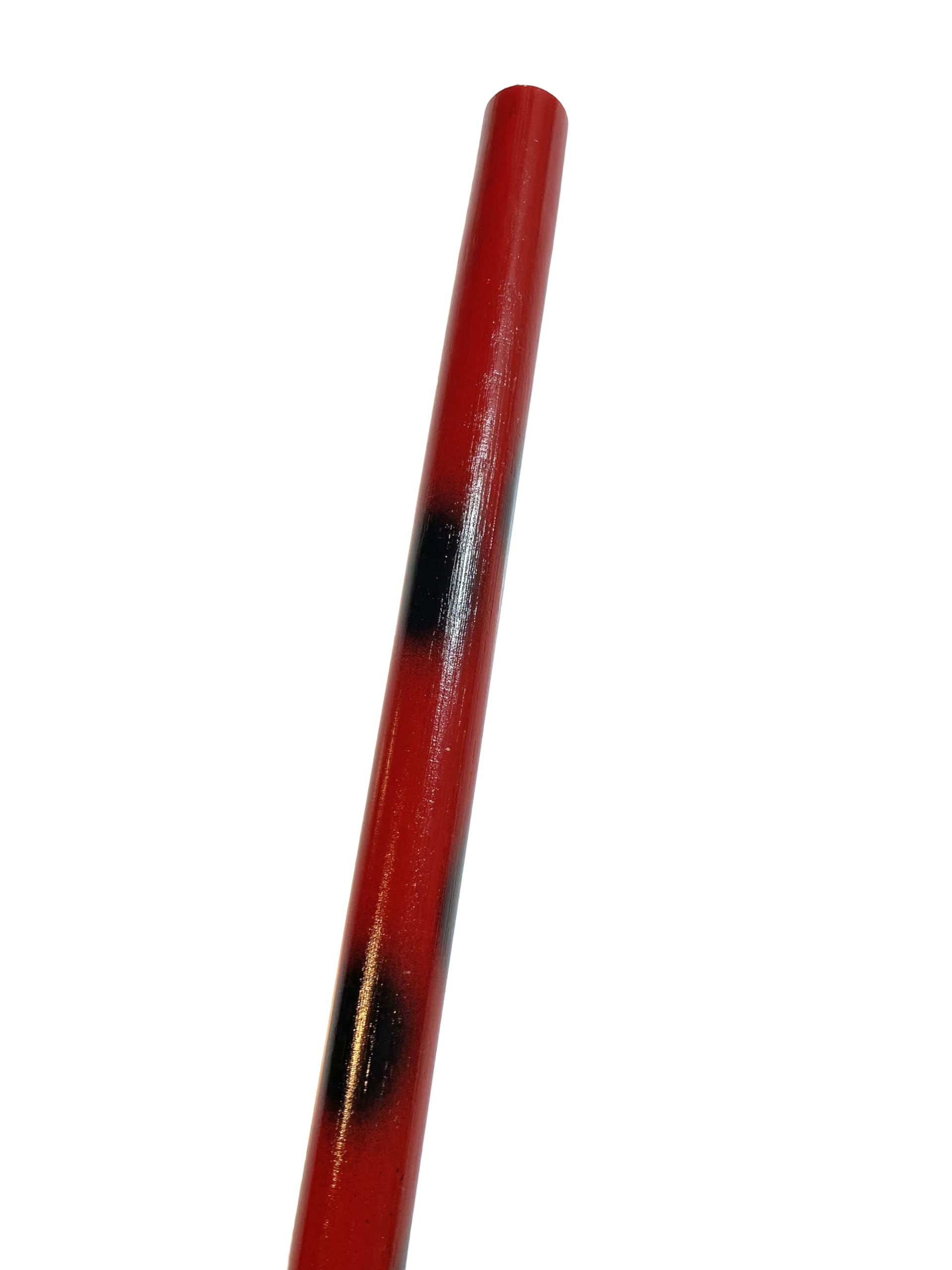 Lot de 2 bâtons Escrima Kali Arnis - Noir/rouge - Avec sac à armes - 65 cm - En rotin poli laqué