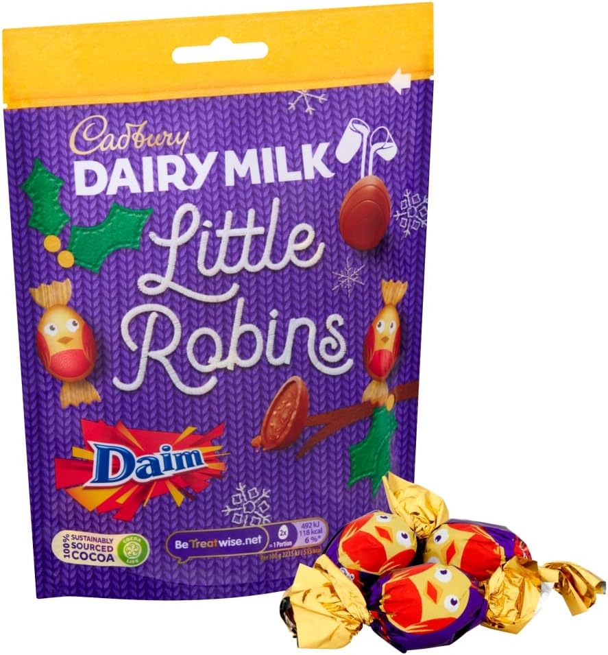 Cadbury Dairy Milk Daim Little Robins Chocolate Bag, 77 g. Christmas