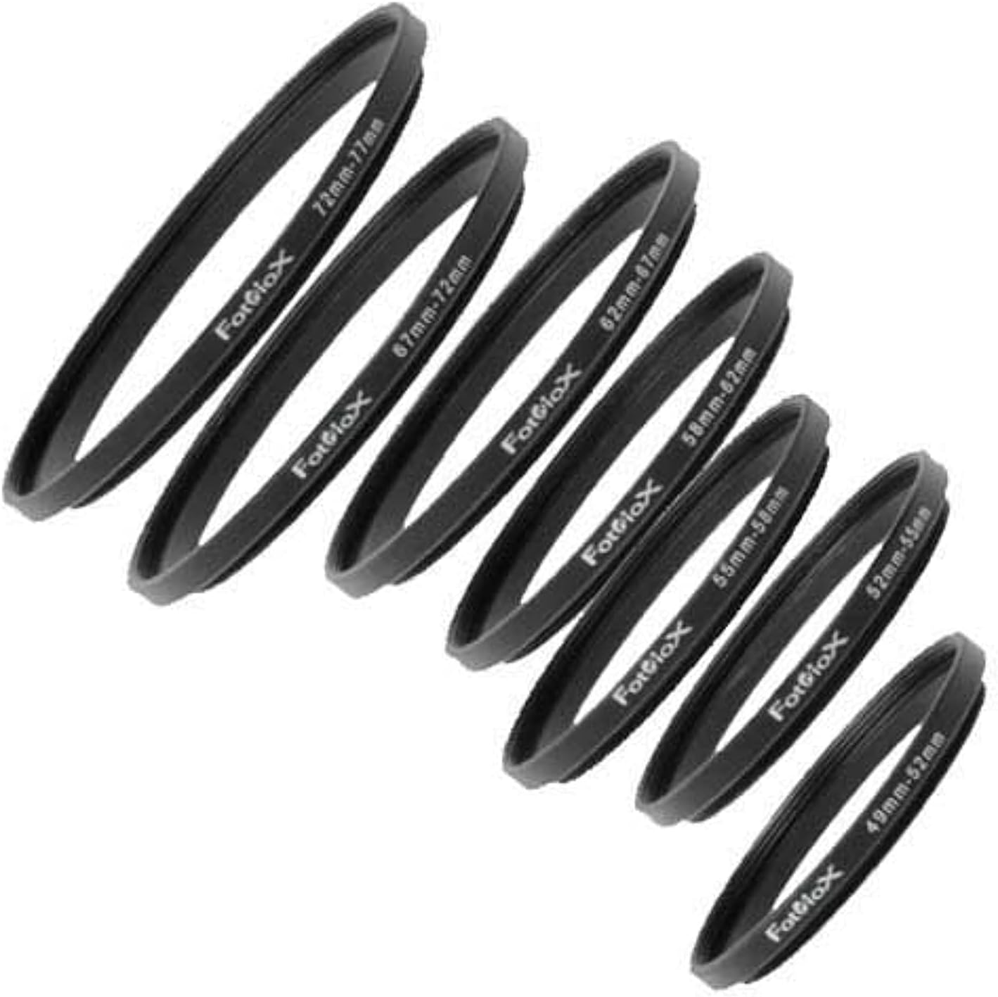 7 Step Up Ring Filter Adapter Set, Anodized Aluminum,