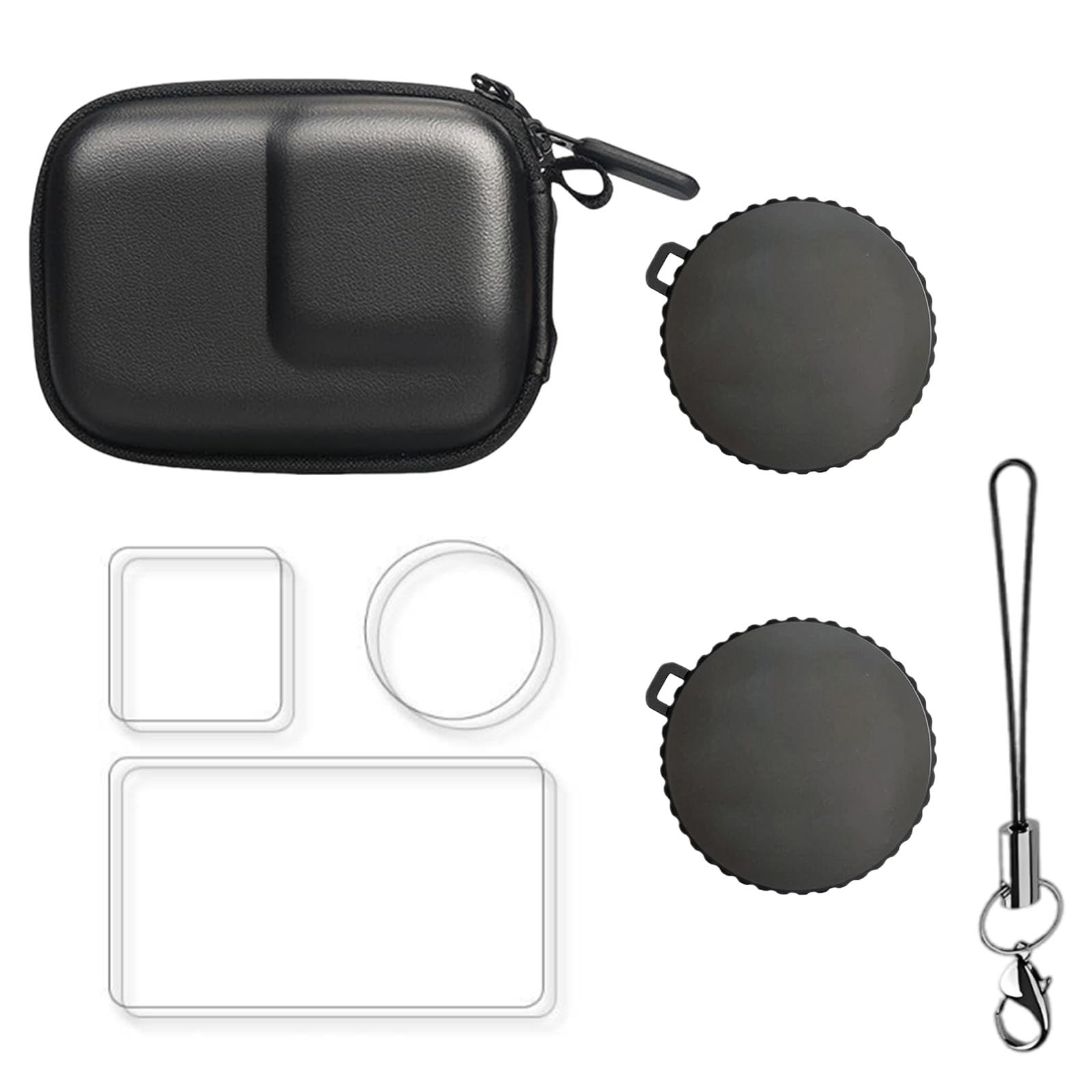 7 PCS Camera Accessories Set , Includes 1 PU Leather Waterproof Case with 3 Tempered Glass Screen Protectors , 2 Lens Covers and 1 Lanyard,Universal Camera Accessories Compatible with Action 5 Pro/4/3-image-44