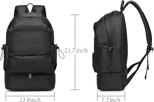 Miniatura 7 de seyfocnia Mochila de gimnasio para hombres, mochila de viaje impermeable con compartimento para zapatos, bolsa de gimnasio deportiva ligera, Negro