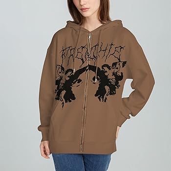 Amazon.com: SHINsuke Women Y2K Hooded Sweatshirt Gothic Zip