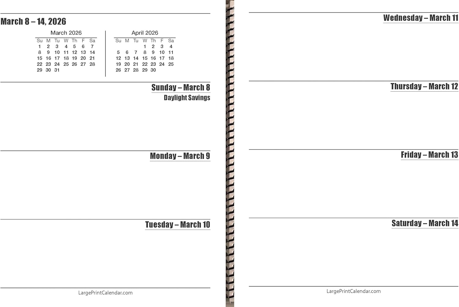 Jumbo Large Print Weekly Planner 2026 | 13-months - January 2026 to January 2027 | Heavy Weight Paper | 17" x 11" opened up | Lots of Room to write