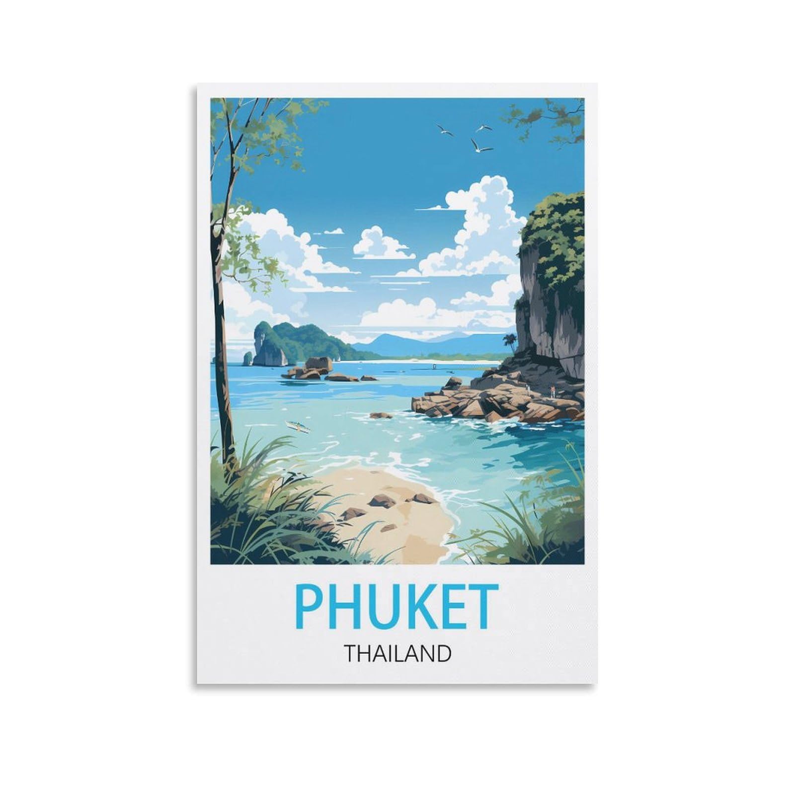 LOSNABO Phuket Thailand Vintage Travel Poster 16x24inch(40x60cm) Canvas Wall Poster And Art Picture Print Modern Home Bedroom Decor