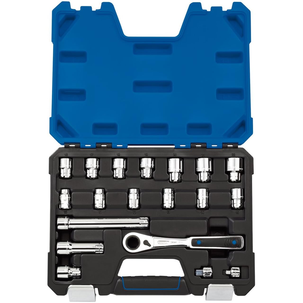 Draper 16482 - Set di chiavi a bussola metriche, 20 mm, 19 pezzi, colore: blu