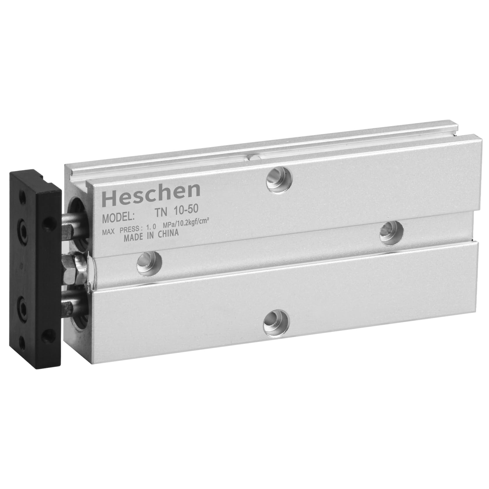 Heschen Doppeltwirkender Pneumatikzylinder TN10-40 – Bohrung 10 Mm, Hub 40 Mm, Doppelstange, Alu, Mit Magnet