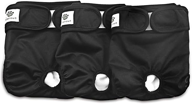 Hisprout Female Dog Diaper Reusable Washable Durable Doggie Diapers Pants(M,Black)