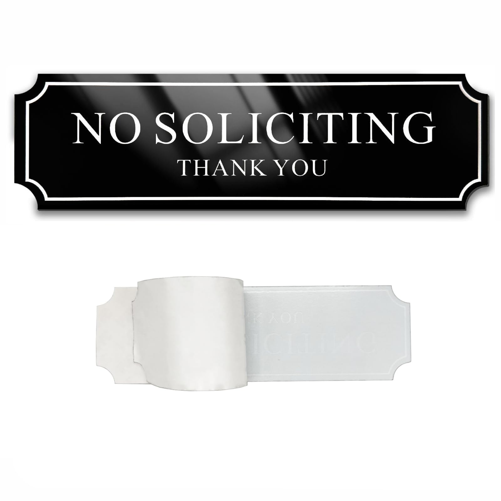 Nantun C:rectangle2 - Black/White - 1 Pack No Soliciting Sign: Keep Unwanted Visitors Away With Our Durable And Stylish Solution - Rectangle2 Black/White 1 Pack
