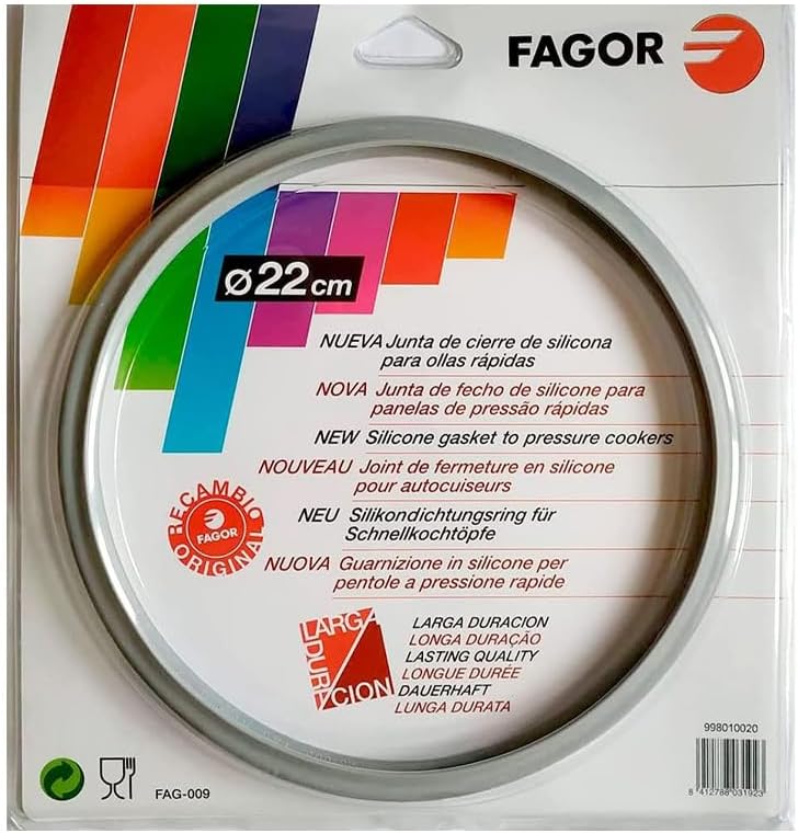 Anakel Home Fagor Pressure Cooker Rubber Replacement M18804554 Compatible with Fagor Pressure Cooker with Interior Diameter of 8.66in | Silicone, Ø8.66in, Gray
