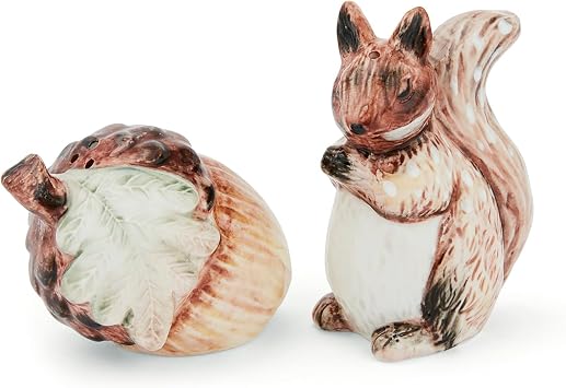 Cooksmart Forest Fable Salt & Pepper Shakers, Hand-Painted Ceramic